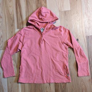 WOOLRICH Button Front Long Sleeve Pullover Hoodie Sweatshirt Pink, Large